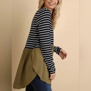 UMGEE M striped nautical long sleeve tunic top MATERNITY MEDIUM
